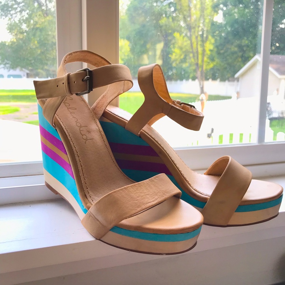 Splendid striped wedge sandals sz 9